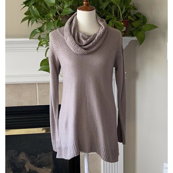 Cable & Gauge Sweaters - Cable & Gauge Cowl Neck Sweater Beige Size M